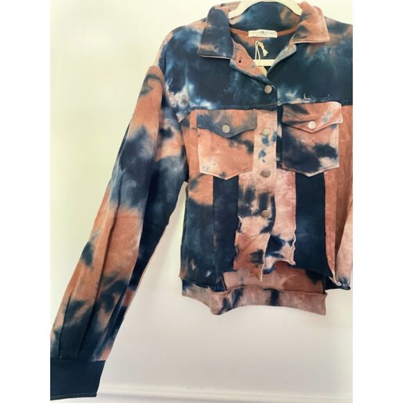 Natural Life Boho Cropped Jacket Size XS-Small Tie Dye Raw Hem NEW with tag - Picture 11 of 16